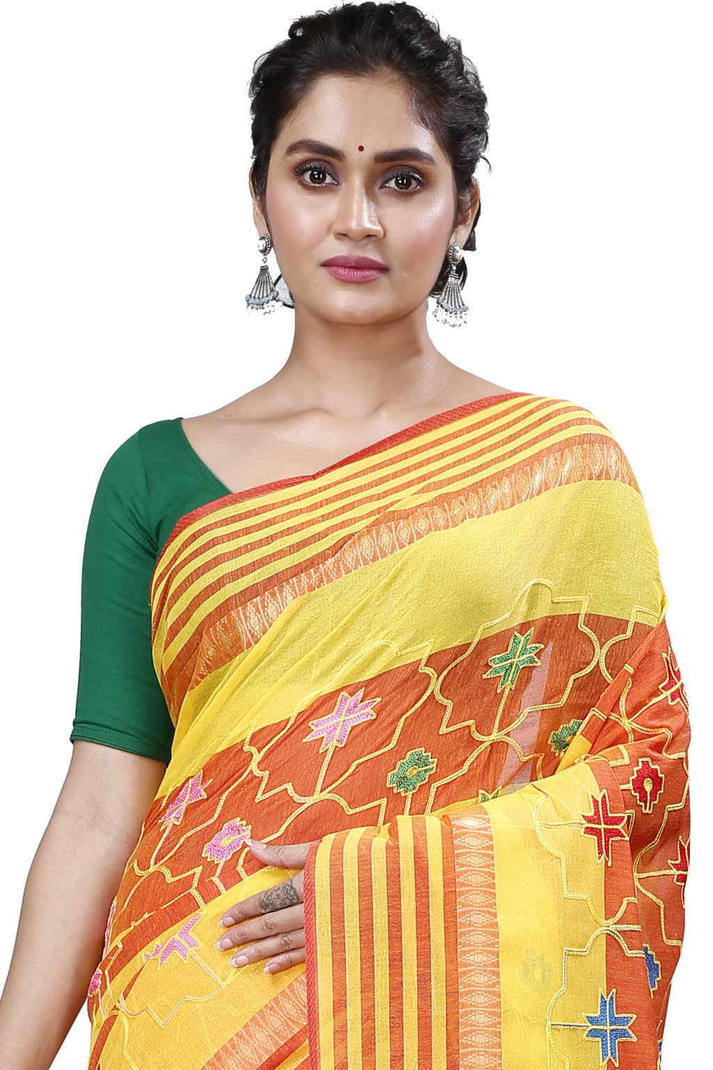 Yellow Pure Cotton Ruby Tant Embroidery (990)